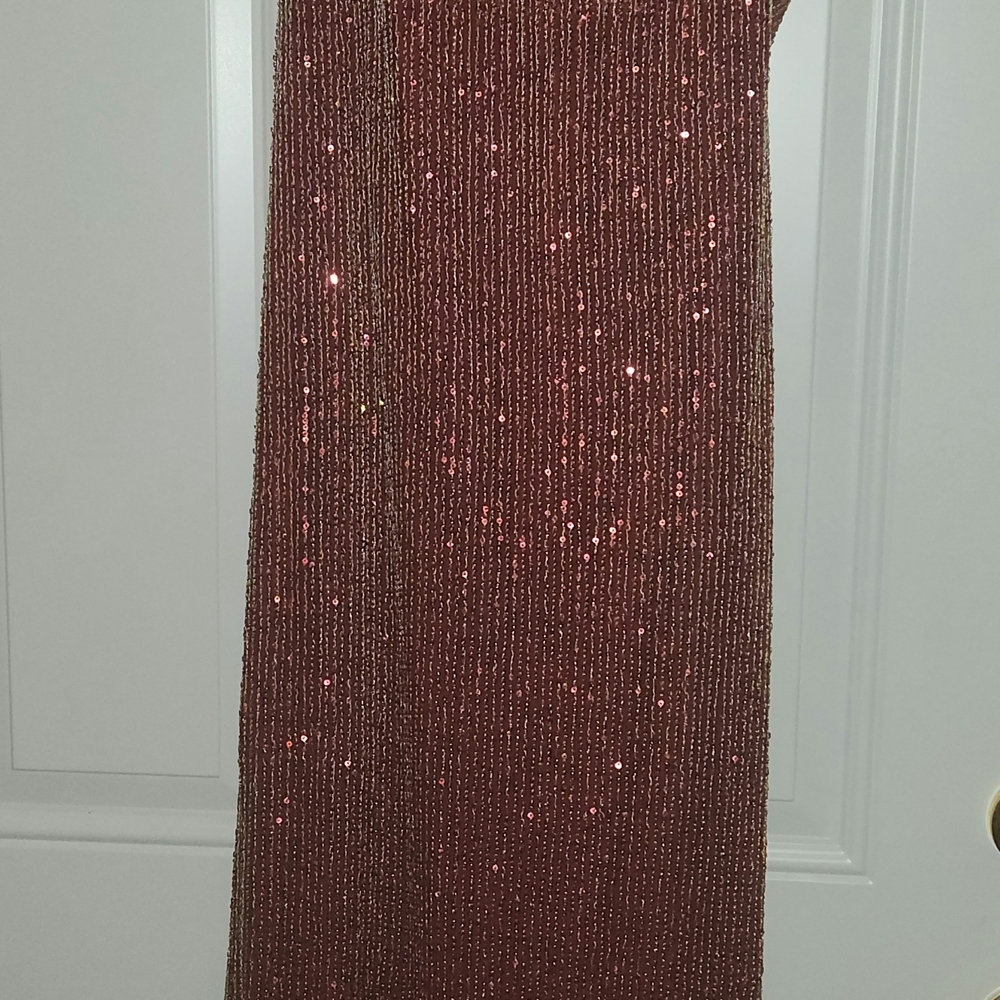 Fashion Nova Glittering Rose Gold Prom Dress